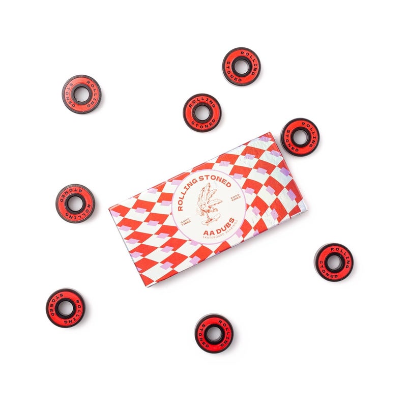 Rolling Stoned Skateboard Bearings Set - ABEC 5 Sealed Bearings for Skateboards, Longboards, Scooters and Roller Skates Stainless Steel 608 Bearings (8 Pack, Red) (AA Dubs) - Image 5